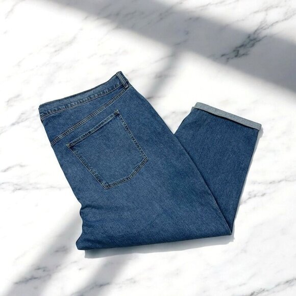 Old Navy Mid Rise Boyfriend Straight Jeans Plus Size 28 Sonny Wash Cuffed 801720 - Picture 2 of 10